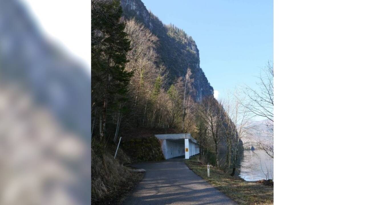 Der Schauplatz des siebten Land-Art-Projekts „Sichttiefe“ am Fuß der Kienbergwand auf St. Gilgener Gemeindegebiet.  