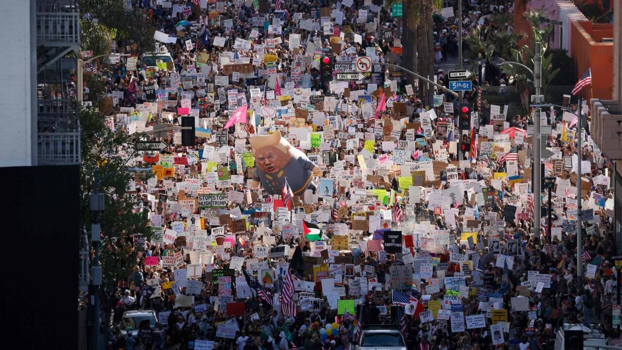 Proteste gegen Trump in Los Angeles am Samstag. 
