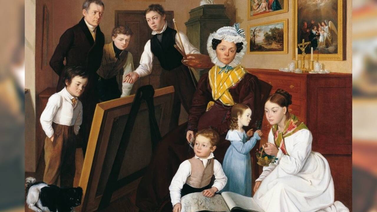 Leopold Stöber, Der junge Künstler im Kreise seiner Eltern und Geschwister, 1827 © LIECHTENSTEIN. The Princely Collections, Vaduz–Vienna, Foto: LIECHTENSTEIN. The Princely Collections, Vaduz – Vienna. 