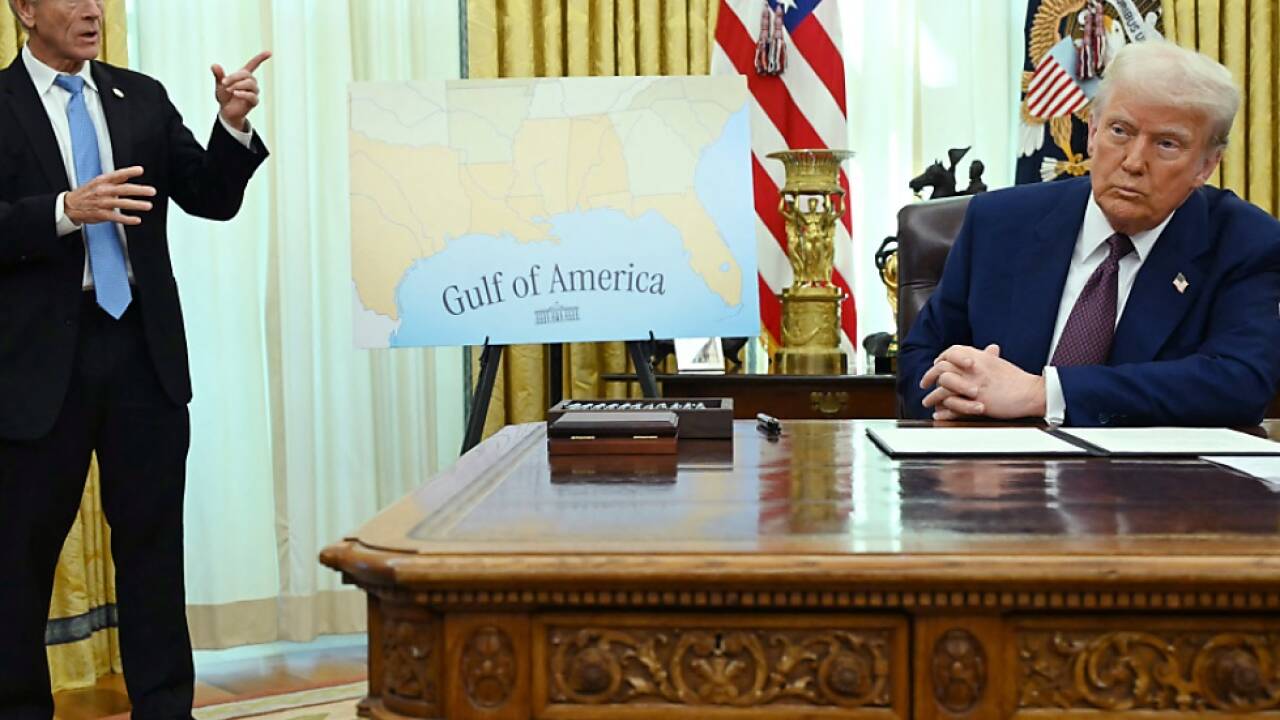 Donald Trump (r) und sein Berater Peter Navarro sorgen für Verwirrung 