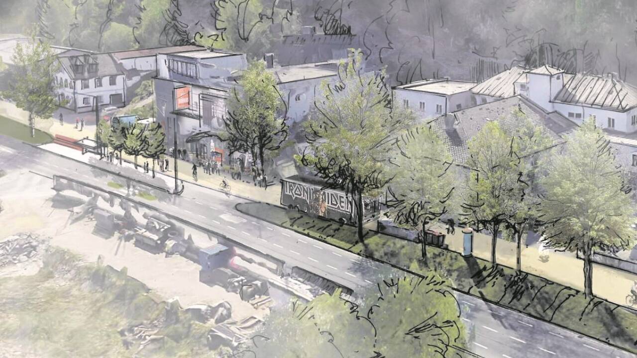 Diese Visualisierung der Stadt Salzburg zeigt den neuen Hohen Weg entlang der Schallmooser Hauptstraße.  