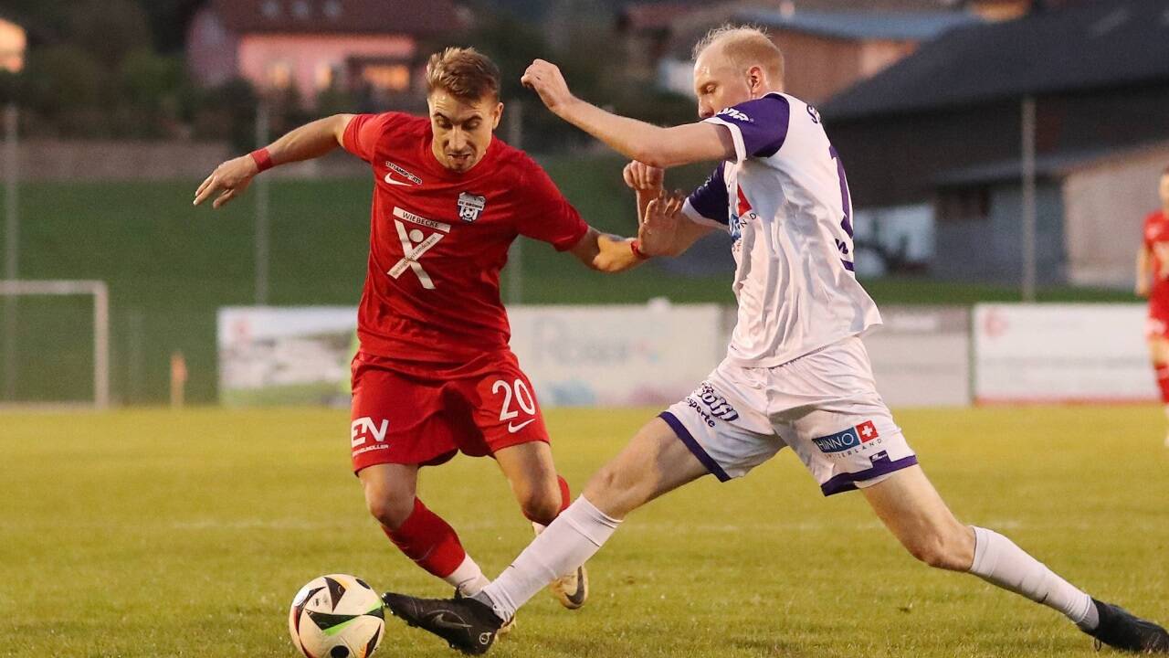 Daniel Leitz (links) schoss Grödig zu einem weiteren Sieg in der Salzburger Liga. 