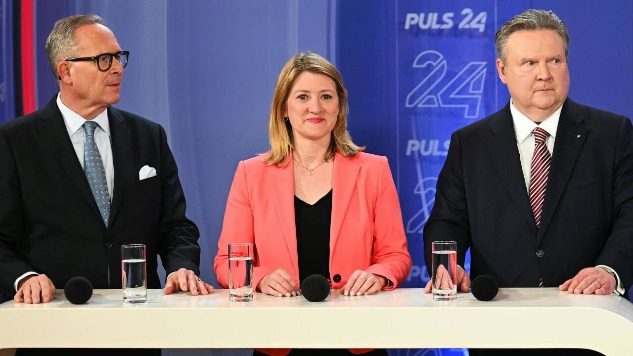 Karl Mahrer (ÖVP), Bettina Emmerling (NEOS) und Michael Ludwig (SPÖ) am Sonntag nach der Wien-Wahl 
