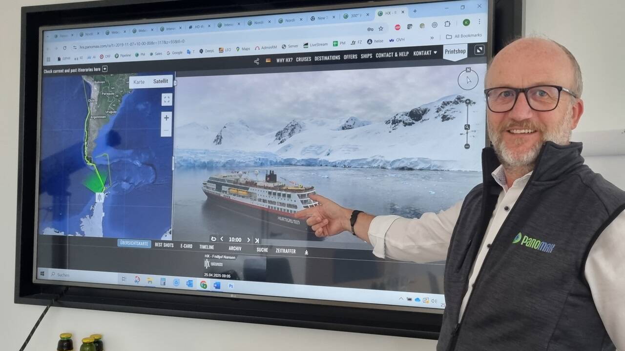 Ob die Route auf der Karte, Livebilder vom Kreuzfahrtschiff oder Aufnahmen von jedem einzelnen Tag im Nachhinein: Über Panomax ist man dabei. Ob die Route auf der Karte, Livebilder vom Kreuzfahrtschiff oder Aufnahmen von jedem einzelnen Tag im Nachhinein: Über Panomax ist man dabei.