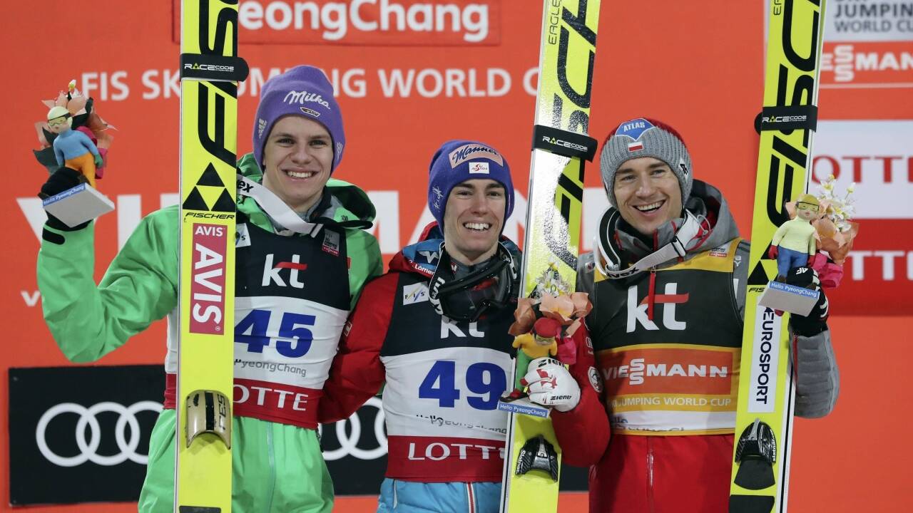 Das Podest in Pyeongchang: Wellinger, Kraft, Stoch. 