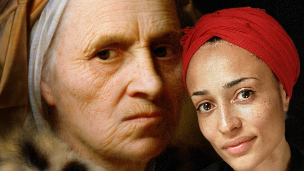 Zadie Smith und „Alte Frau“ von Balthasar Denner.<br>  Zadie Smith und „Alte Frau“ von Balthasar Denner.<br>