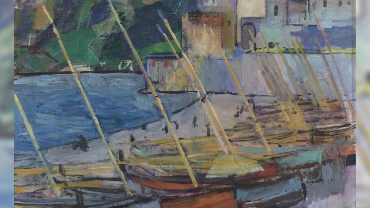 Olga Meerson, Segelboote in Collioure, um 1911, Öl auf Leinwand, Privatsammlung.  