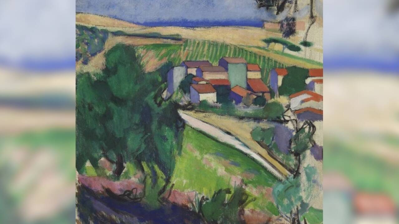 Olga Meerson, Französische Landschaft, um 1911, Öl auf Leinwand, Privatsammlung.  
