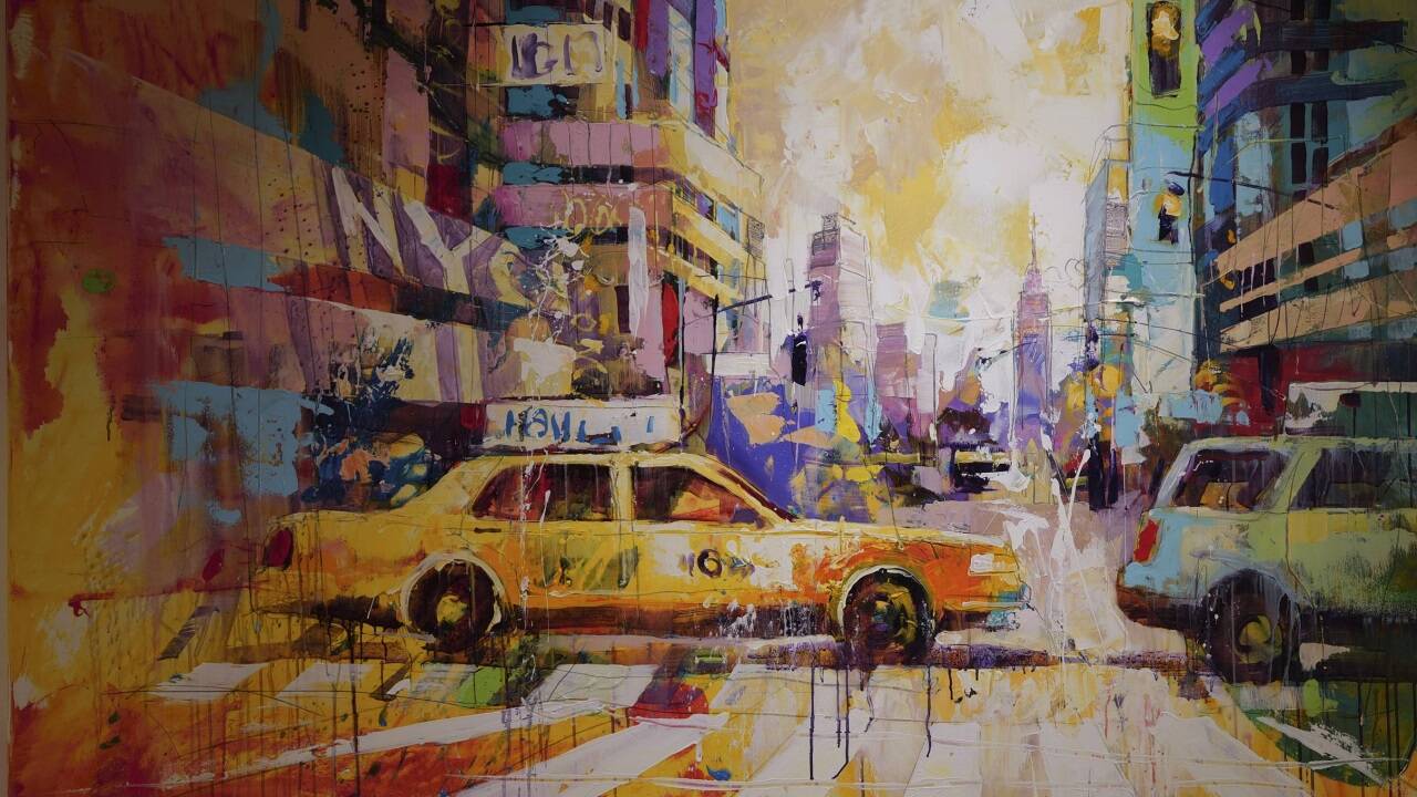 Straßenszene in New York. VOKA, alias Rudolf Vogl, lebte einige Jahre als Straßenkünstler in der US-Metropole.  