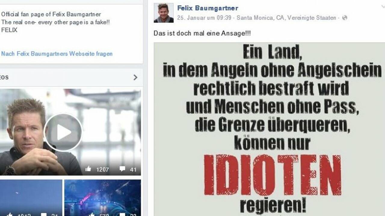 Felix Baumgartner wird politisch und springt in den Shitstorm