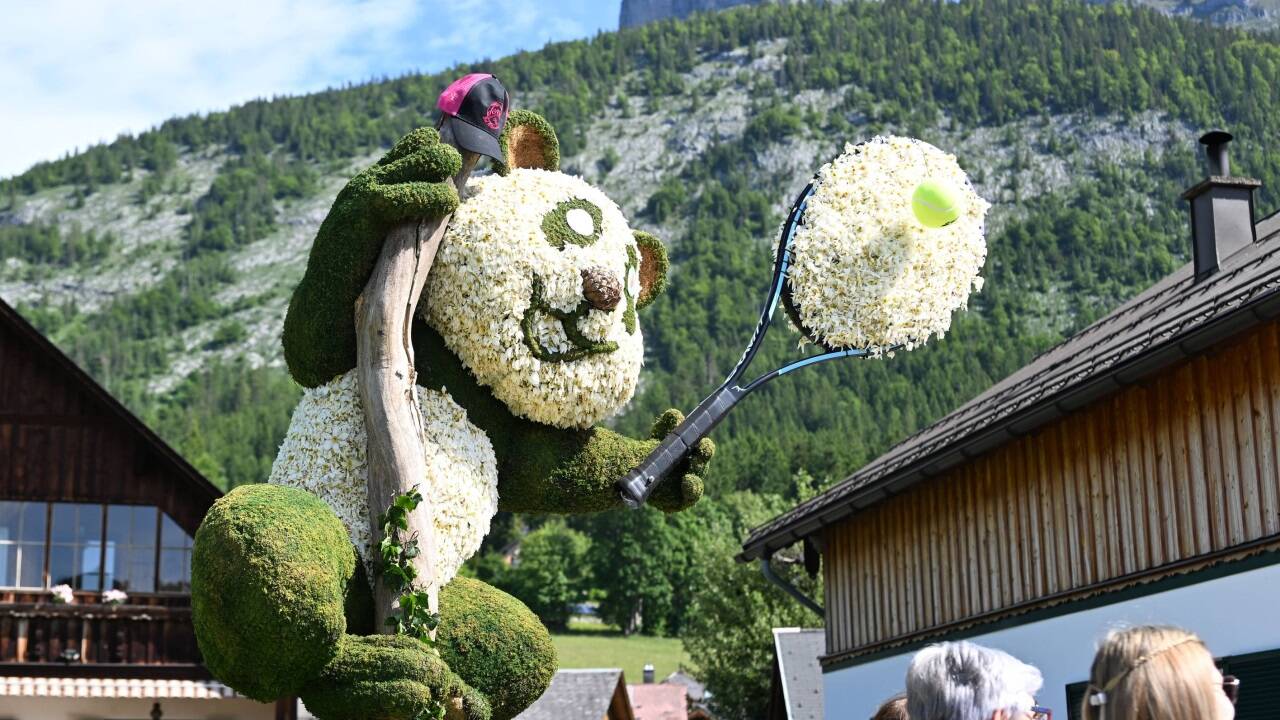Die Narzissenfigur „Der kleine Panda lernt Tennis“.  