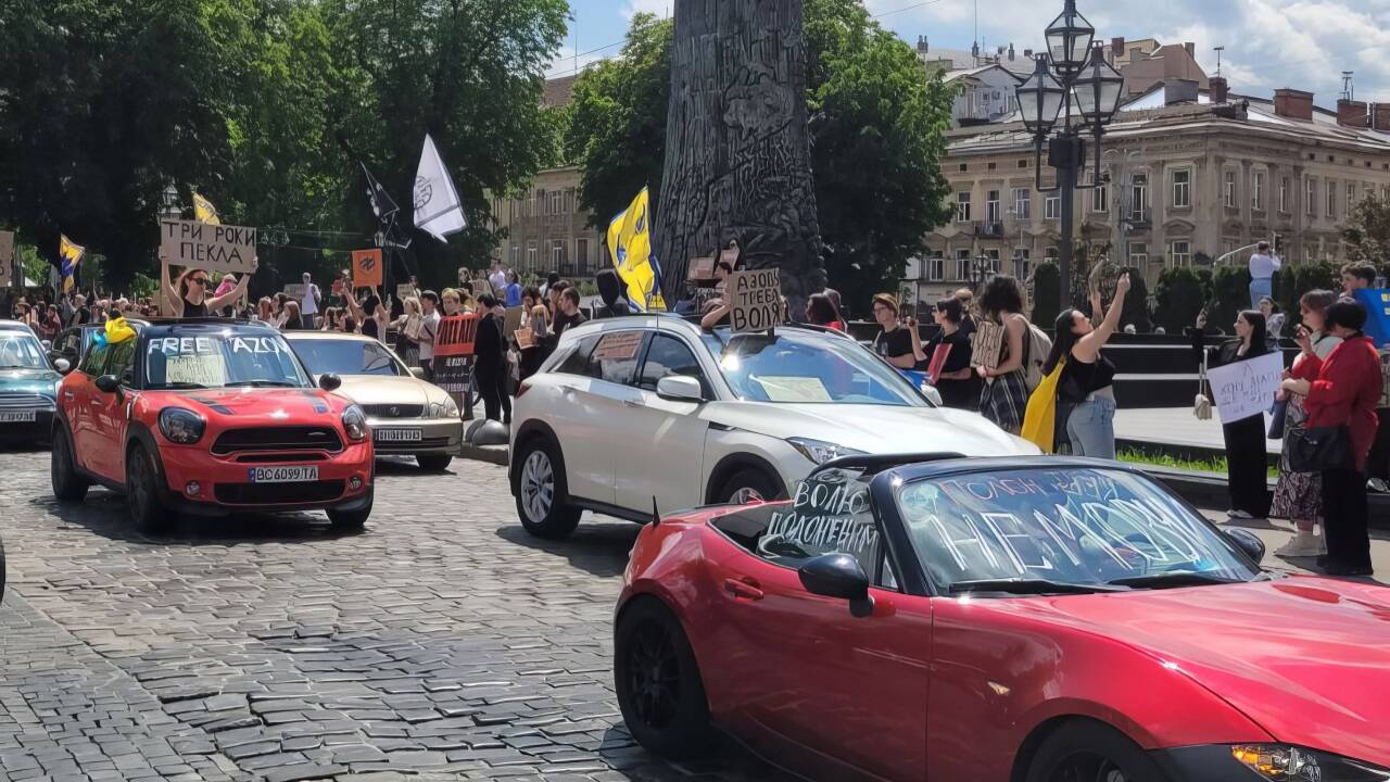 Demonstration für die ukrainischen Kämpfer in russischer Gefangenschaft in Lwiw. Demonstration für die ukrainischen Kämpfer in russischer Gefangenschaft in Lwiw.