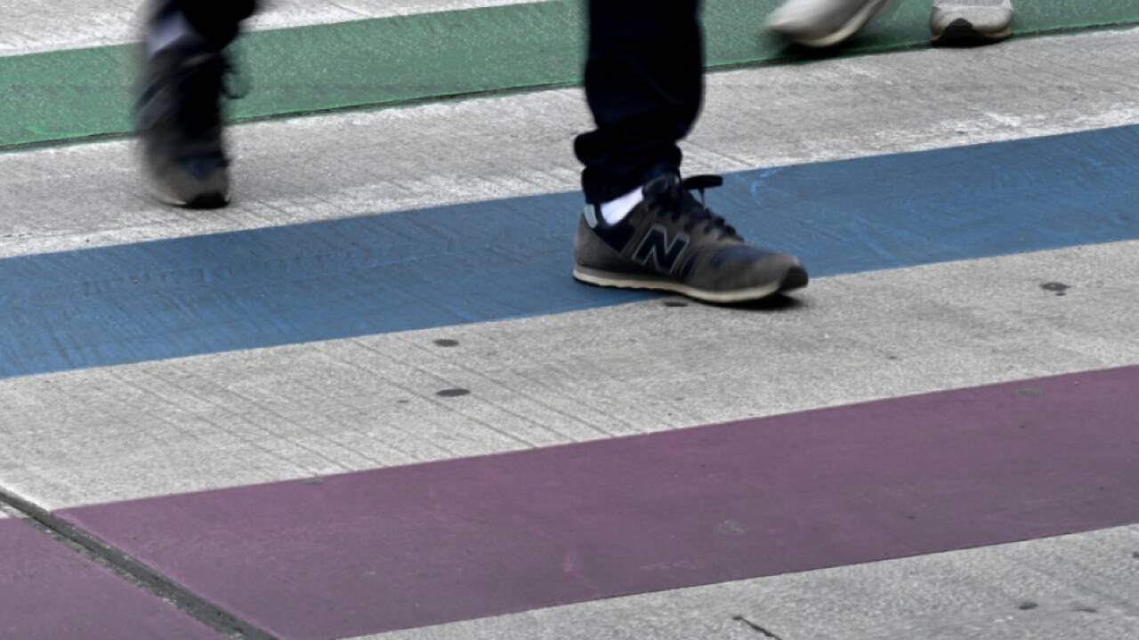 Ein Regenbogen-Zebrastreifen in Wien 