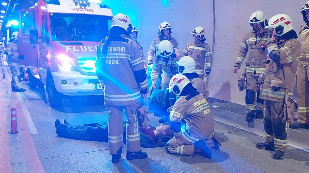 Bilder von der Großübung im Hieflertunnel. 