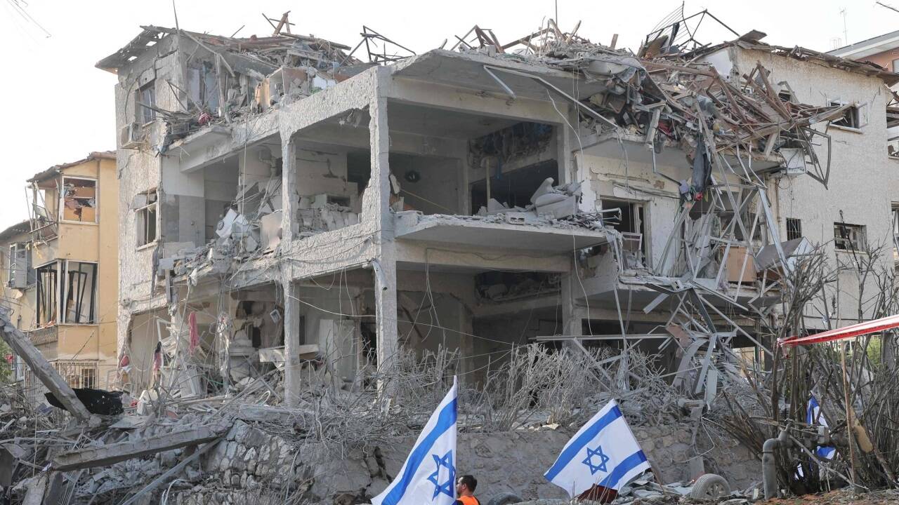 Ein zerstörtes Gebäude in Ramat Gan bei Tel Aviv (Israel). Ein zerstörtes Gebäude in Ramat Gan bei Tel Aviv (Israel).