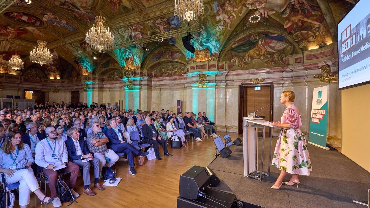 Die deutsche Verlegerin Julia Becker von der Funke-Mediengruppe.  