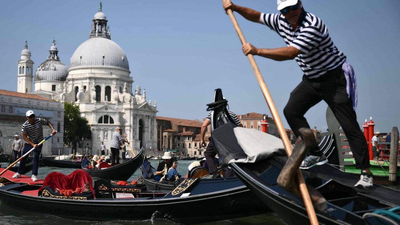 Das Hochzeitspaar Jeff Bezos und Lauren Sánchez in Venedig. 