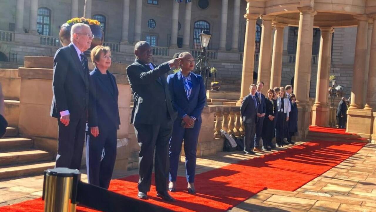 Ehepaar Van der Bellen mit Ramaphosa und Ministerin Ndabeni-Abrahams 