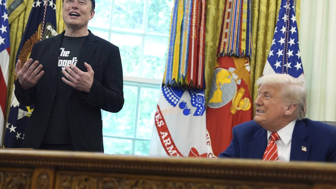 Da haben sie sich noch verstanden: Elon Musk und US-Präsident Donald Trump bei einer Pressekonferenz im Oval Office Ende März. 