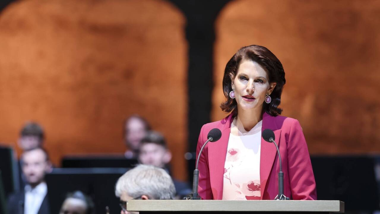 Landeshauptfrau Karoline Edtstadler (ÖVP) bei der Eröffnung der Salzburger Festspiele.  