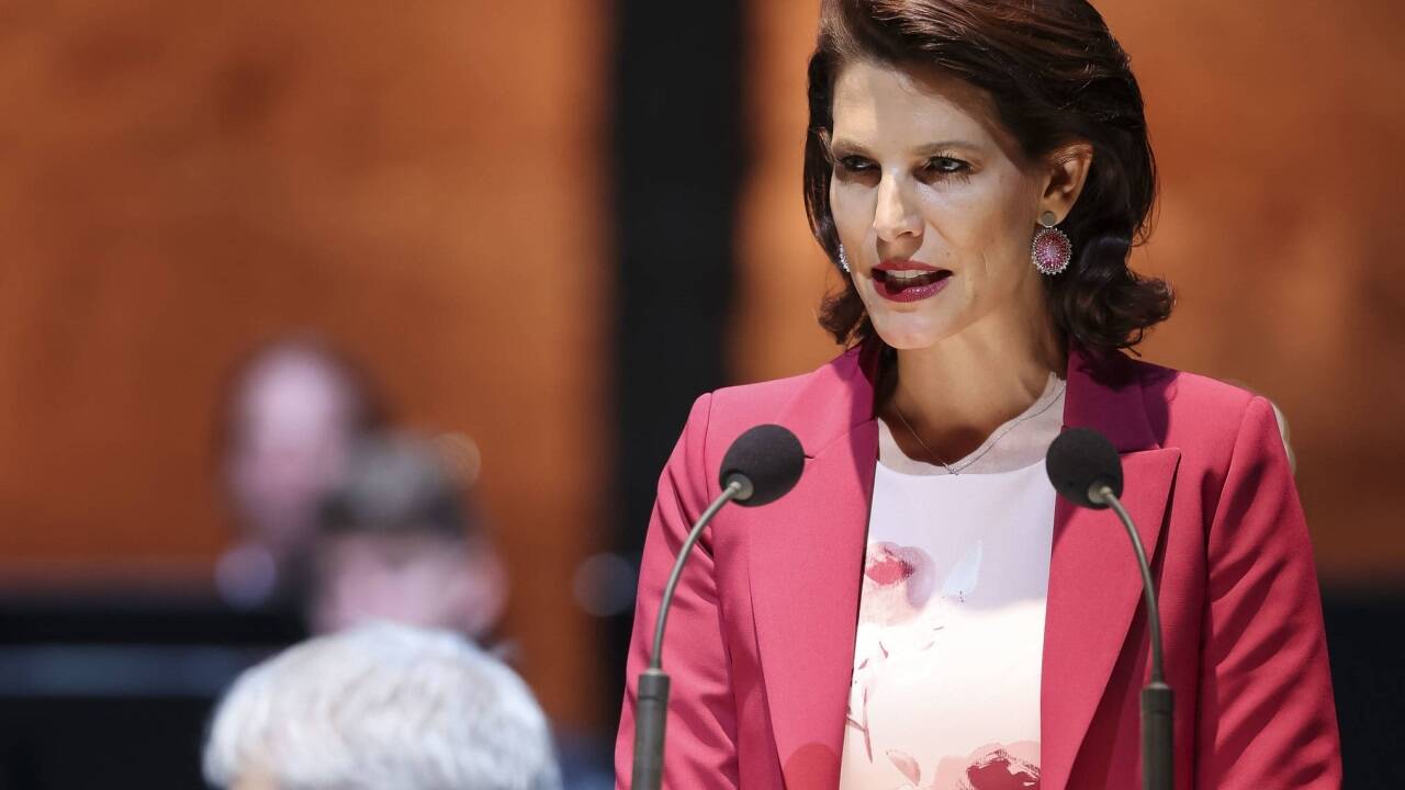 Landeshauptfrau Karoline Edtstadler (ÖVP) bei der Eröffnung der Salzburger Festspiele.  