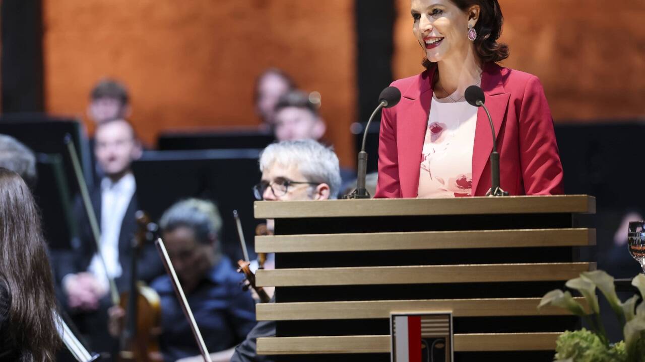 Landeshauptfrau Karoline Edtstadler (ÖVP) bei der Eröffnung der Salzburger Festspiele.  