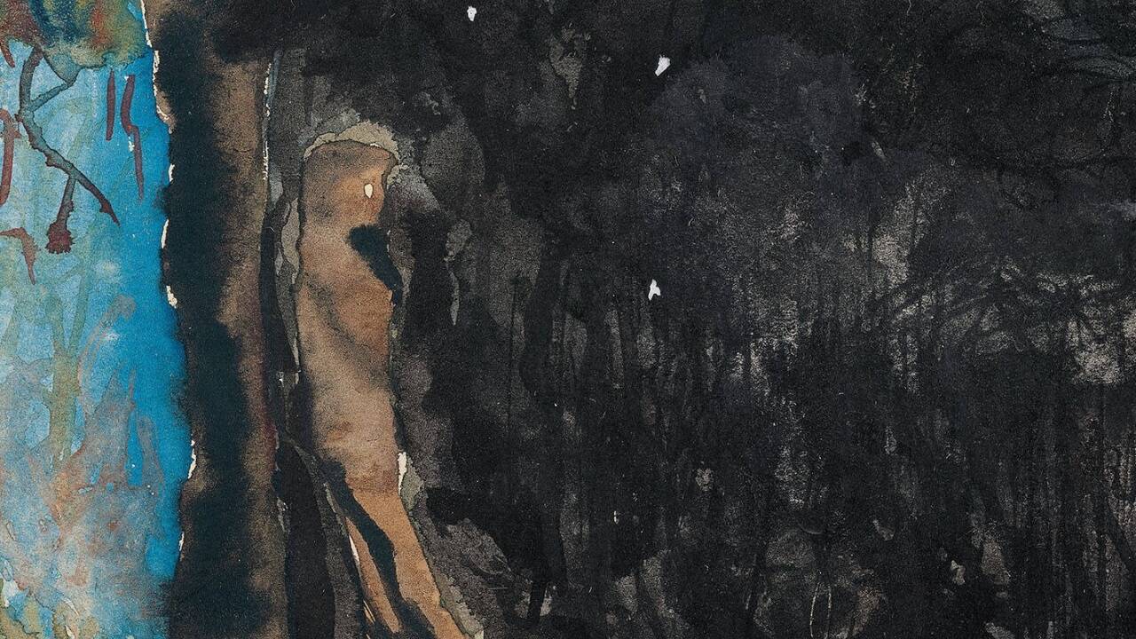 Ein Aquarell, das Arnold Schönberg zur dritten Szene von „Erwartung“ geschaffen hat. Ein Aquarell, das Arnold Schönberg zur dritten Szene von „Erwartung“ geschaffen hat.