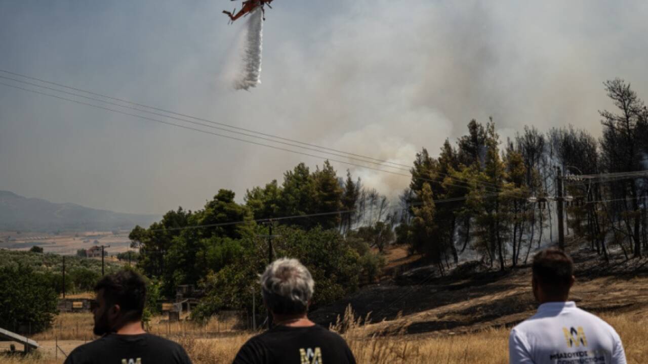 Löscheinsatz in der Luft bei Waldbrand auf Euböa Löscheinsatz in der Luft bei Waldbrand auf Euböa