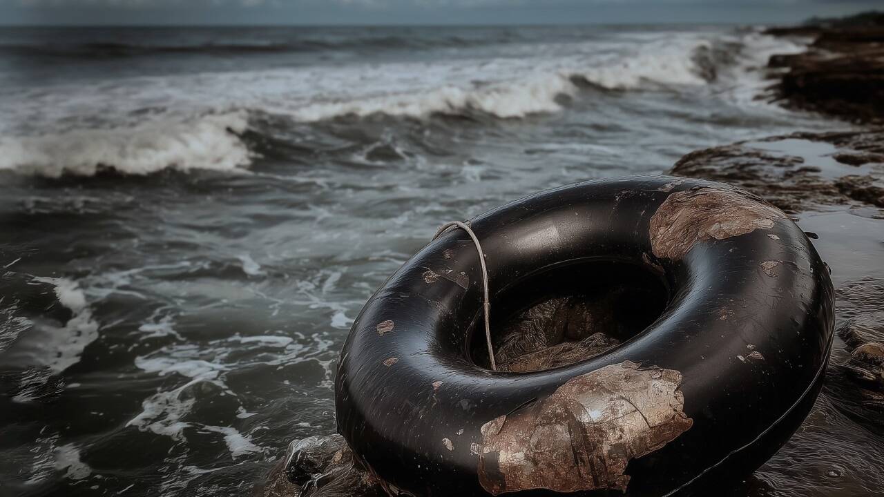 Nur mit einem Schwimmreifen, Neoprenanzug und Flossen ausgestattet, versuchte der Ägypter über die Grenze nach Ceuta zu kommen.  Nur mit einem Schwimmreifen, Neoprenanzug und Flossen ausgestattet, versuchte der Ägypter über die Grenze nach Ceuta zu kommen.