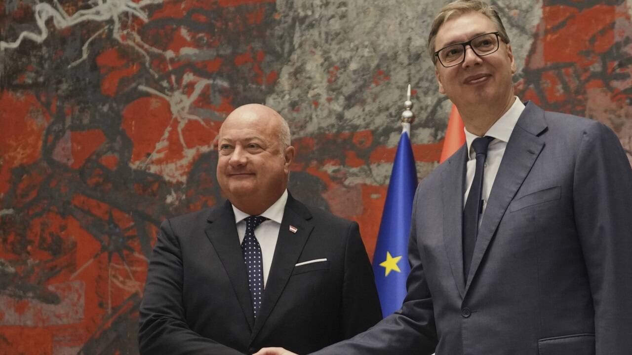 Christian Stocker zu Besuch bei Serbiens Präsidenten Aleksandar Vucic.  Christian Stocker zu Besuch bei Serbiens Präsidenten Aleksandar Vucic.