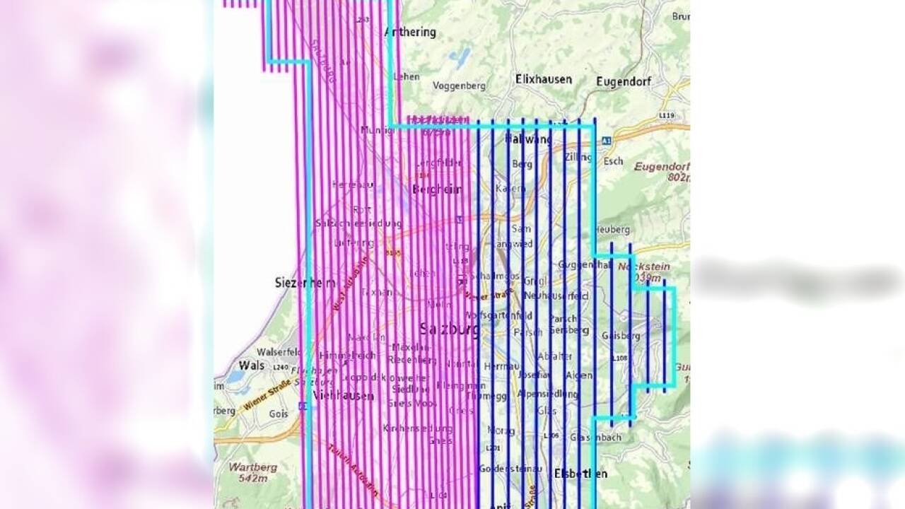 Im Zickzack über die Stadt: So wurden vergangene Nacht Temperaturdaten in der Stadt Salzburg erhoben.  