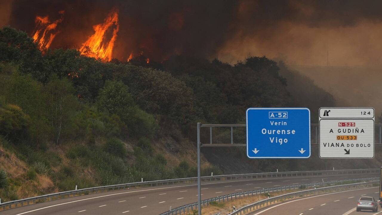 Waldbrände nahe von A gudina im Norden Spaniens. Waldbrände nahe von A gudina im Norden Spaniens.