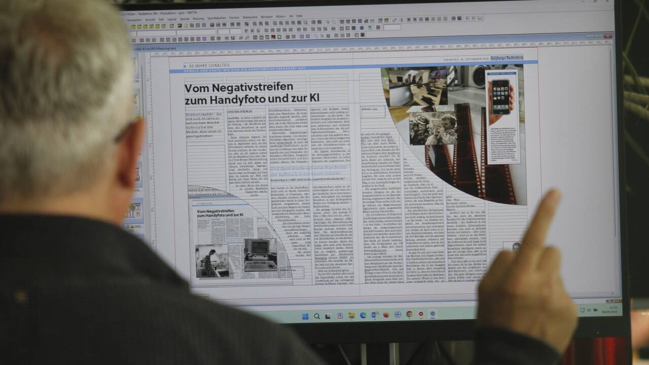 Darstellung einer Zeitungsseite im Produktionsstadium am 8. September 2025. 