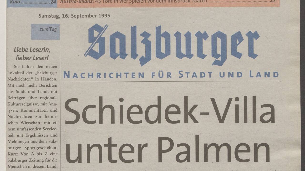 Das war die Titelseite des ersten SN-Lokalteils im neuen Format am 16. September 1995. Das war die Titelseite des ersten SN-Lokalteils im neuen Format am 16. September 1995.