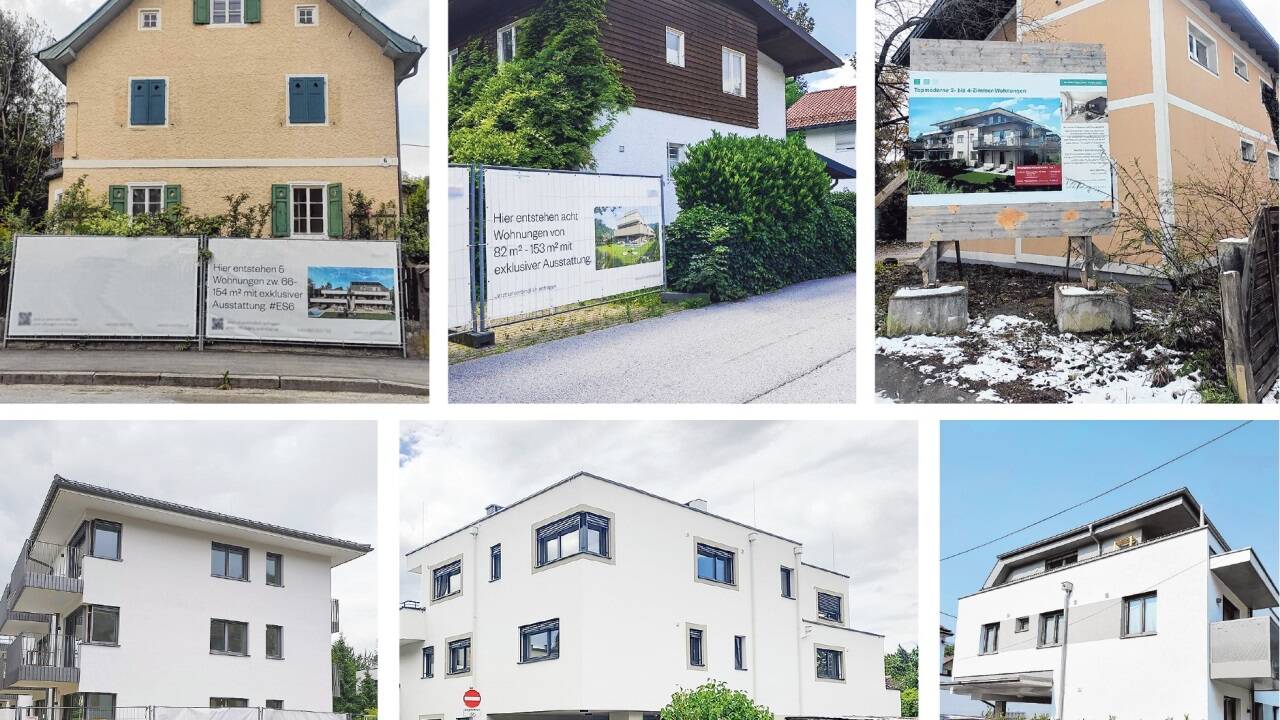 Alte Einfamilienhäuser müssen modernen Mehrparteienhäusern weichen. 