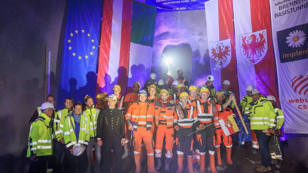 Durchschlag der ersten Hauptröhre Nord Ost bei der Sillschlucht in Innsbruck 17. September 2024.  