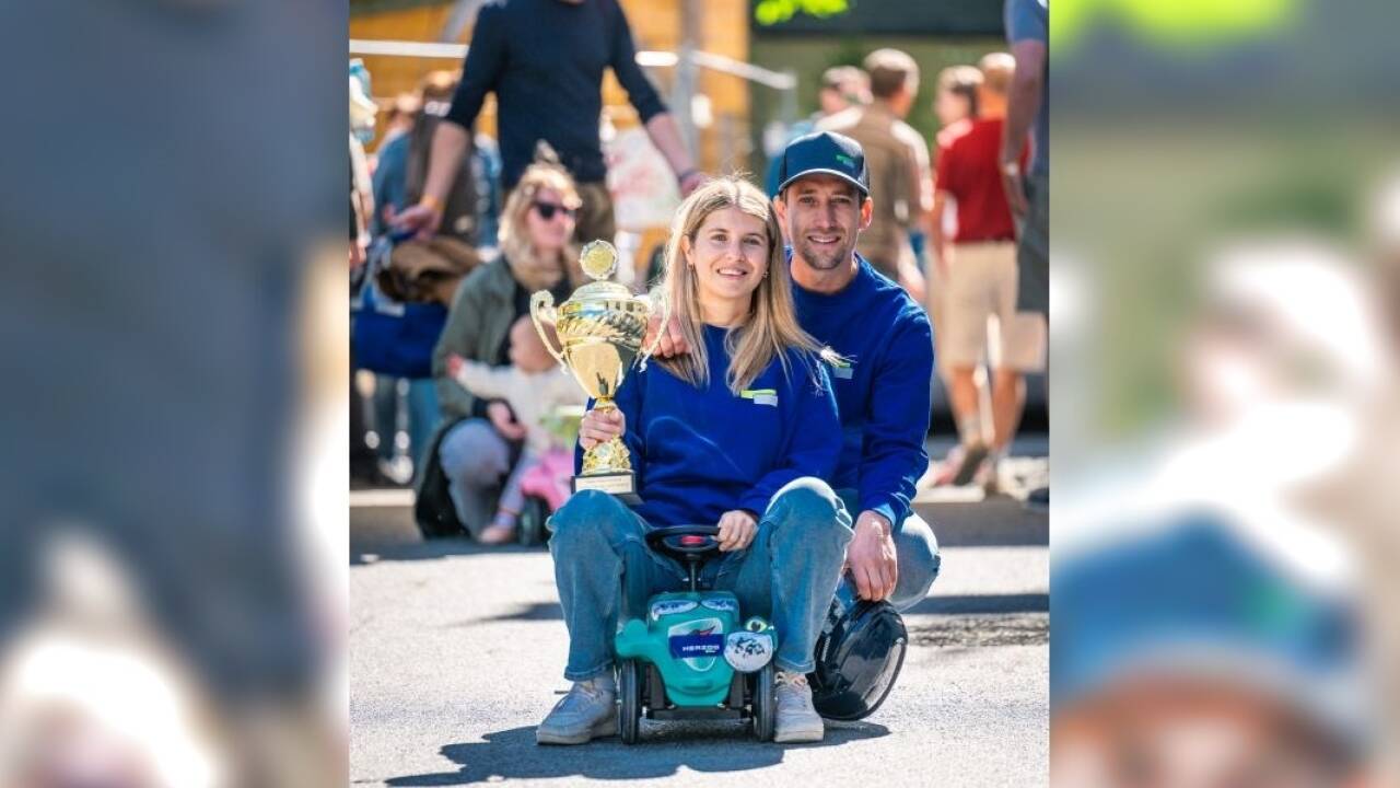 Das Siegerteam namens „Betonflitzer“: Katharina Seebacher und Christoph Herzog.  