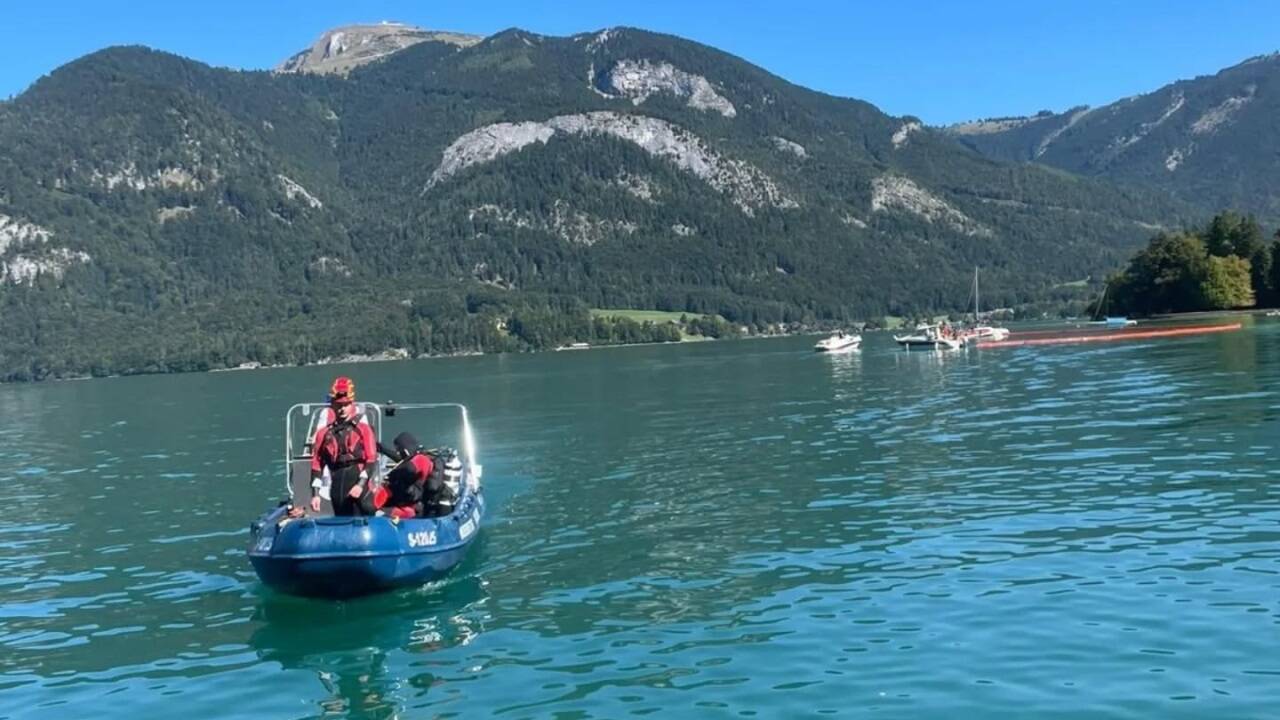 Bilder vom Bergungseinsatz am Wolfgangsee. 