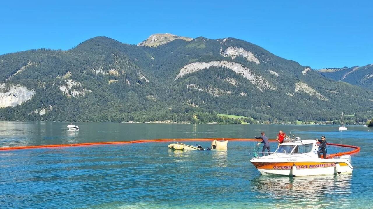 Bilder vom Bergungseinsatz am Wolfgangsee. 