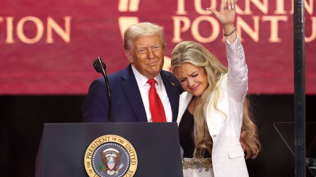 US-Präsident Donald Trump und Witwe Erika Kirk 