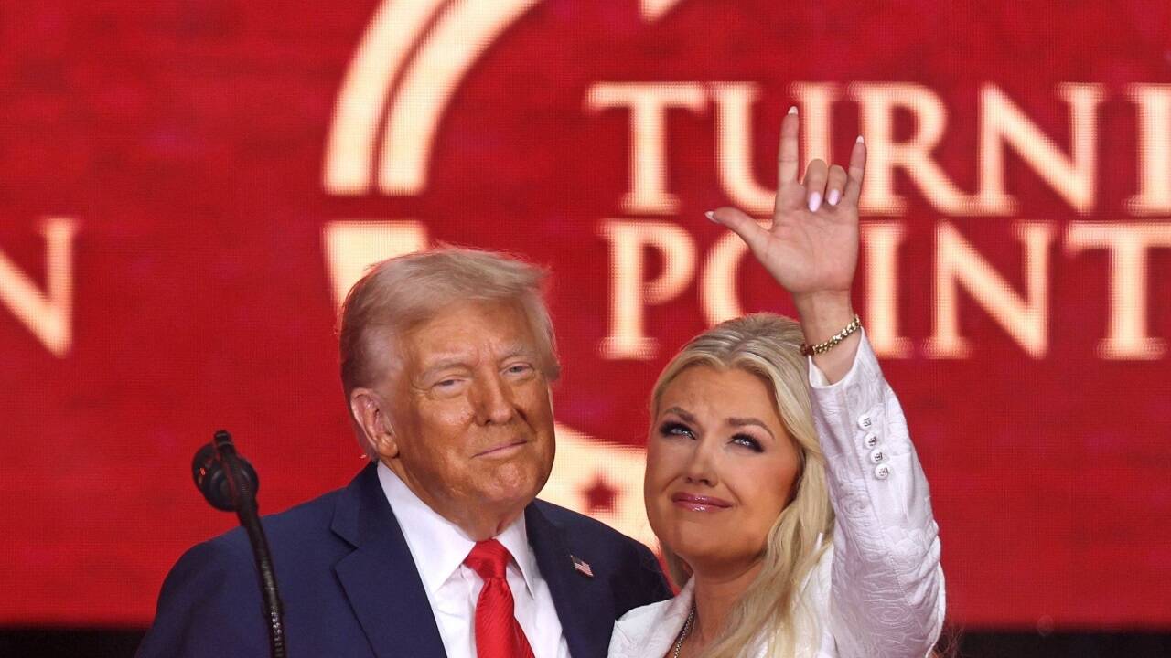 US-Präsident Donald Trump und Witwe Erika Kirk 