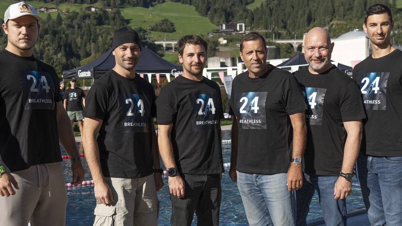 Maurice Fellner, Ivan Mircetic, Clemens Marton, Christian Redl, Jaromir Foukal und Nino Röhrenbechar (v.l.n.r.) vor dem Start.  