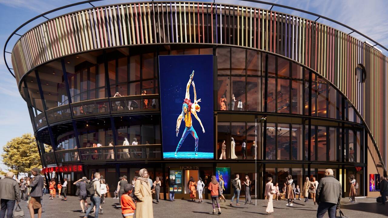 Ein Rendering des geplanten Theaters im Prater 