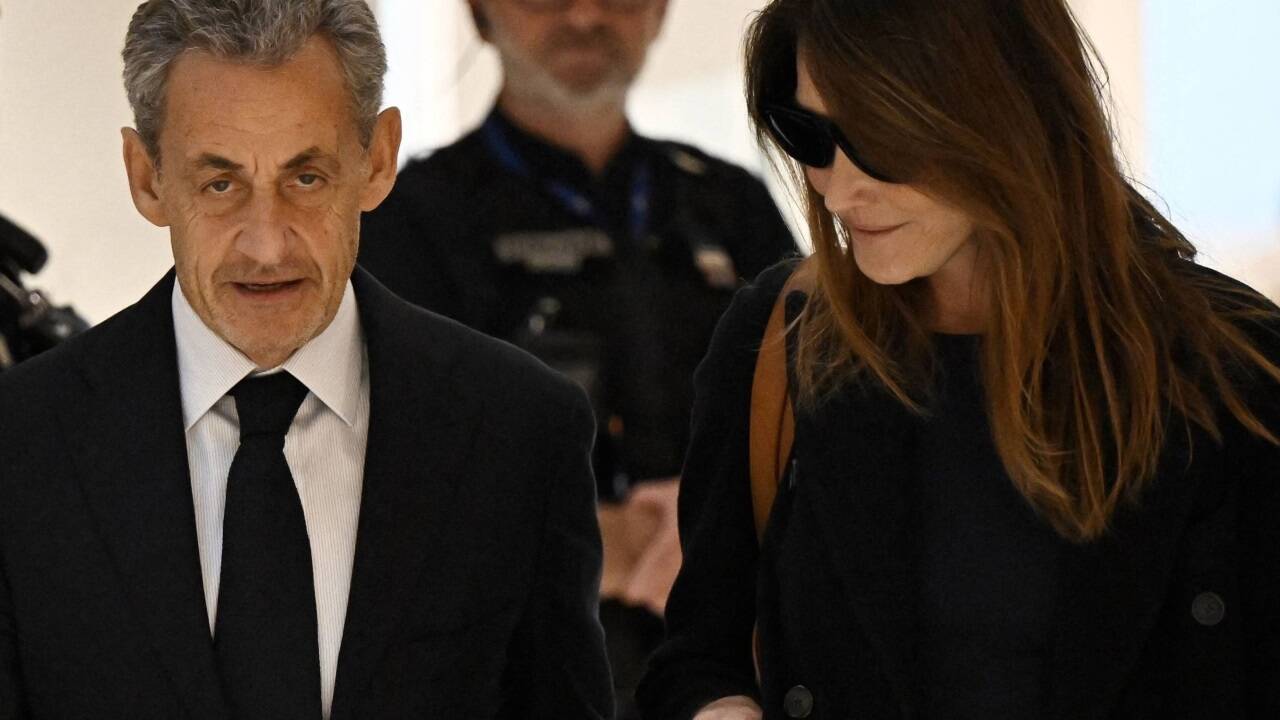 Nicolas Sarkozy mit seiner Frau Carla Bruni.  