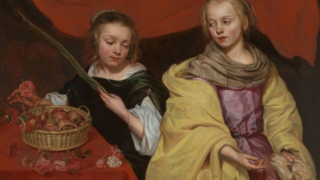 Michaelina Wautier, Zwei Mädchen als hl. Agnes und hl. Dorothea, um 1655<br />Öl auf Leinwand,  