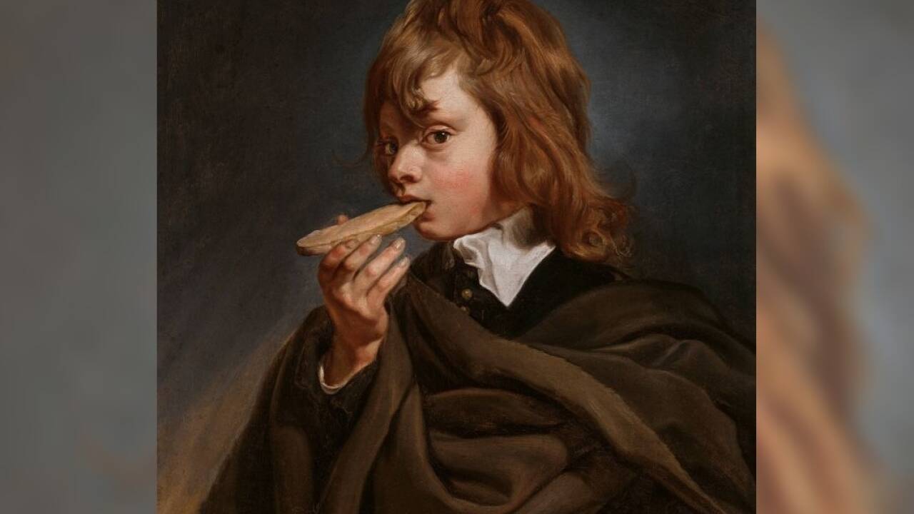 Michaelina Wautier, Die fünf Sinne (Der Geschmacksinn), 1650, Öl auf Leinwand, 69,5 × 61 cm, Rose-Marie and Eijk Van Otterloo Collection 