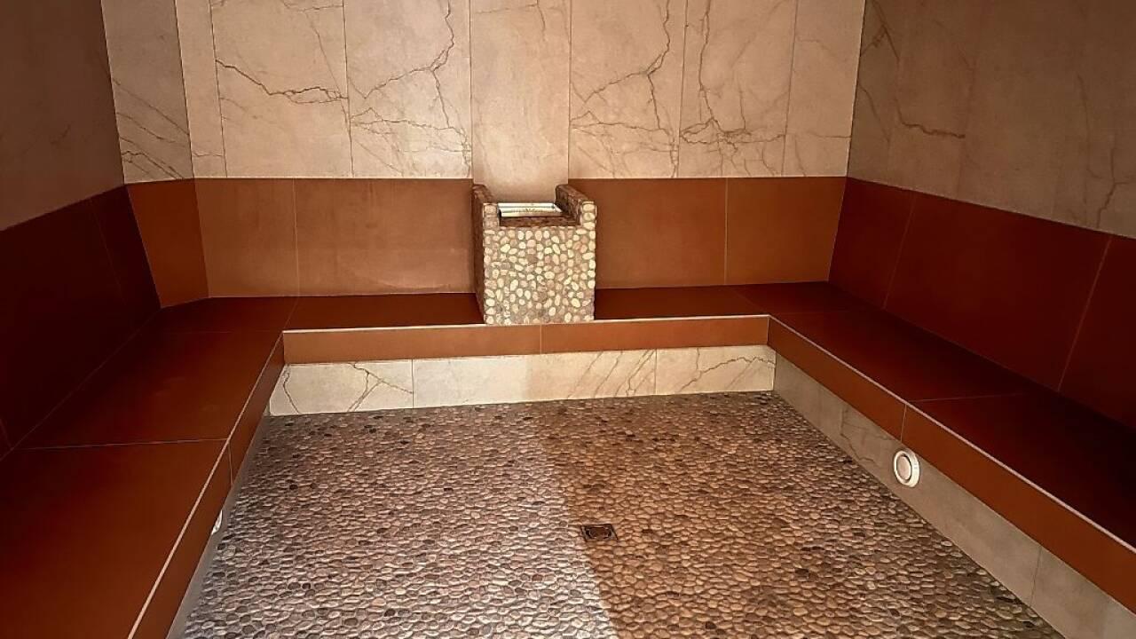 Eines der Dampfbäder wurde in ein Tepidarium umgebaut.  