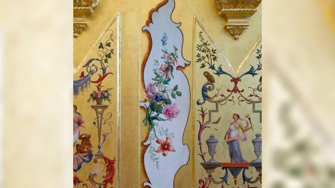 Detail Paneel mit Blumenmalerei, Goldkabinett, Unteres Belvedere 
