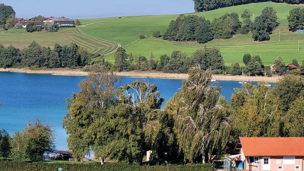 Das Mattsee-Ufer in Lochen, vom Strandbad in Gebertsham aus gesehen. 