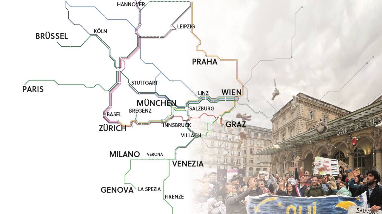 Die ÖBB betreiben aktuell 20 Nightjet-Verbindungen. Vor dem Pariser Ostbahnhof wurde gegen die Einstellung der Verbindung nach Wien und Berlin protestiert. 